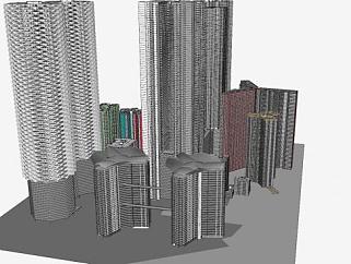 高层公寓建筑小区SU模型下载_sketchup草图大师SKP模型