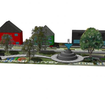 乡镇人文公园SU模型下载_sketchup草图大师SKP模型