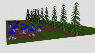 露天凉亭公园SU模型下载_sketchup草图大师SKP模型