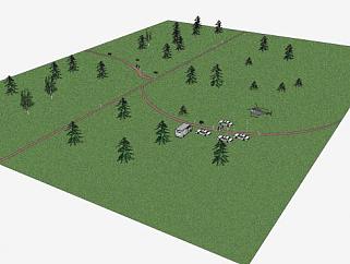 绿地观景公园SU模型下载_sketchup草图大师SKP模型