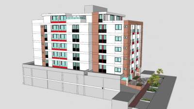 公寓大楼住宅小区SU模型下载_sketchup草图大师SKP模型