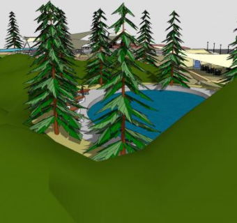 现代森林公园建筑SU模型下载_sketchup草图大师SKP模型