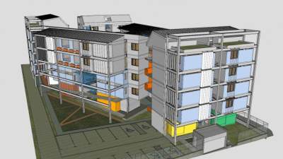 社会利益住房小区SU模型下载_sketchup草图大师SKP模型