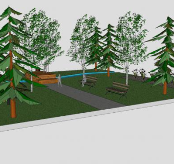 观景的绿色公园SU模型下载_sketchup草图大师SKP模型