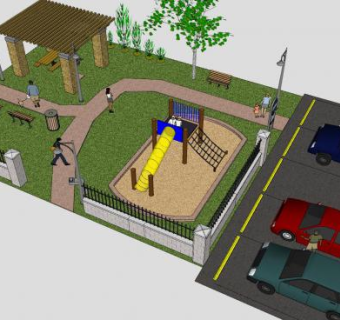 现代公园娱乐SU模型下载_sketchup草图大师SKP模型