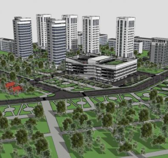 城市生态公园建筑SU模型下载_sketchup草图大师SKP模型