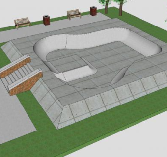 小型滑板公园SU模型下载_sketchup草图大师SKP模型