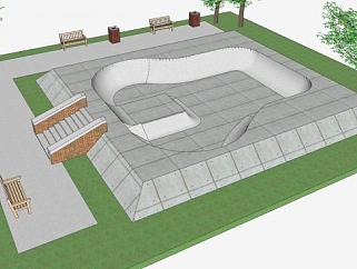 小型滑板公园SU模型下载_sketchup草图大师SKP模型