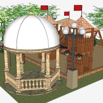现代娱乐公园SU模型下载_sketchup草图大师SKP模型