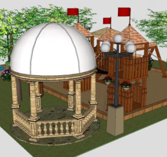 现代娱乐公园SU模型下载_sketchup草图大师SKP模型