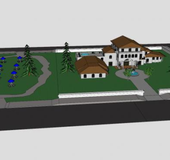 别墅观景大花园SU模型下载_sketchup草图大师SKP模型