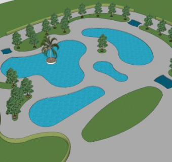 现代泳池公园SU模型下载_sketchup草图大师SKP模型