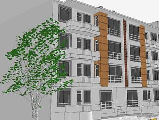 现代小区住宅建筑SU模型下载_sketchup草图大师SKP模型