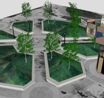 现代学院公园SU模型下载_sketchup草图大师SKP模型