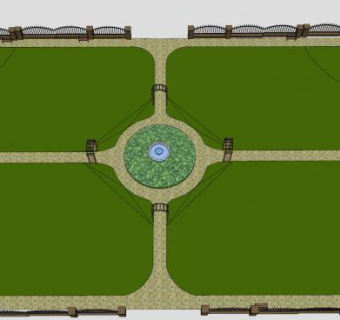 城市观景方形公园SU模型下载_sketchup草图大师SKP模型