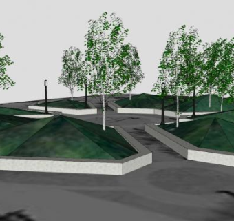 环形观景公园SU模型下载_sketchup草图大师SKP模型