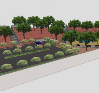 观景公园和停车场SU模型下载_sketchup草图大师SKP模型