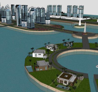 大城市户外建筑SU模型下载_sketchup草图大师SKP模型