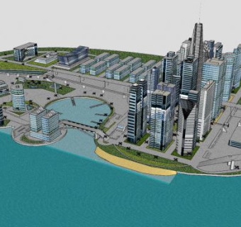大城市中心建筑SU模型下载_sketchup草图大师SKP模型