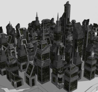 复古诚市建筑SU模型下载_sketchup草图大师SKP模型