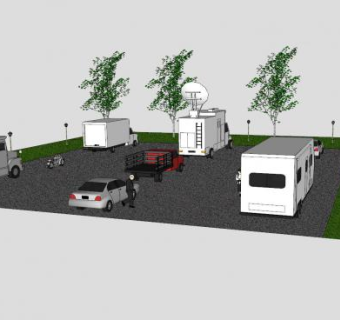 公园露天停车位SU模型下载_sketchup草图大师SKP模型