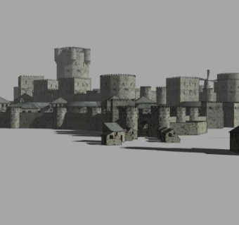 中世纪城市建筑景点SU模型下载_sketchup草图大师SKP模型