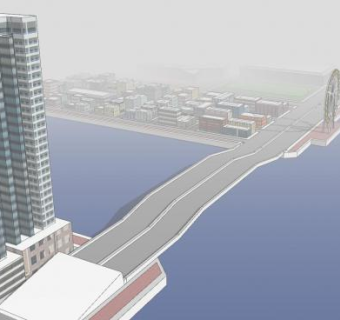 东河大桥摩天轮建筑SU模型下载_sketchup草图大师SKP模型