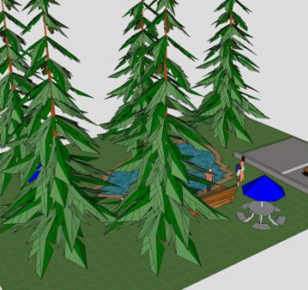 简单郊外公园SU模型下载_sketchup草图大师SKP模型