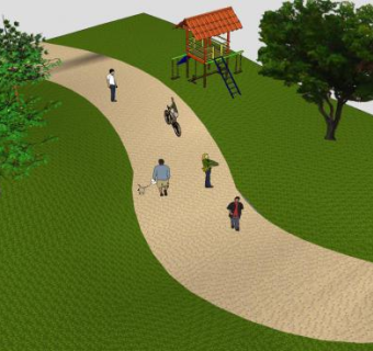 乡村人形步道公园SU模型下载_sketchup草图大师SKP模型