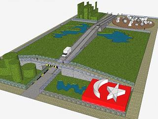 现代土耳其城市公园SU模型下载_sketchup草图大师SKP模型