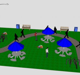 休憩步行公园SU模型下载_sketchup草图大师SKP模型