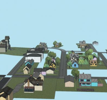 住宅区建筑中心SU模型下载_sketchup草图大师SKP模型