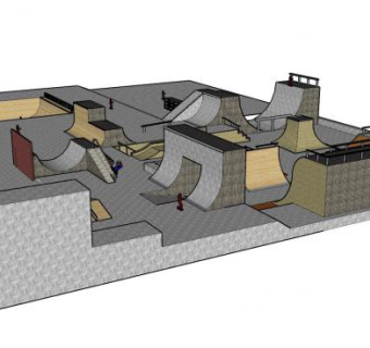现代大型滑板公园SU模型下载_sketchup草图大师SKP模型