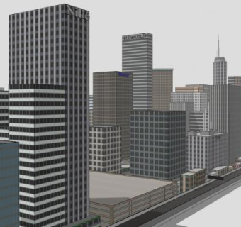 大城市建筑中心SU模型下载_sketchup草图大师SKP模型