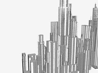 最大城市建筑中心SU模型下载_sketchup草图大师SKP模型