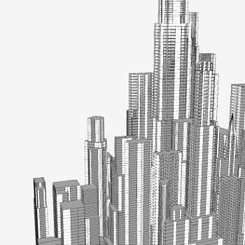 最大城市建筑中心SU模型下载_sketchup草图大师SKP模型