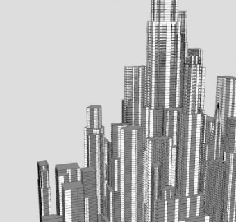 最大城市建筑中心SU模型下载_sketchup草图大师SKP模型