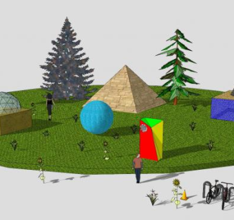 几何体主题奇迹公园SU模型下载_sketchup草图大师SKP模型