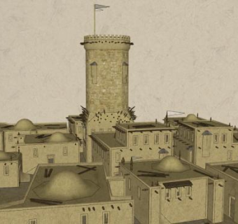 沙漠村庄城市建筑SU模型下载_sketchup草图大师SKP模型