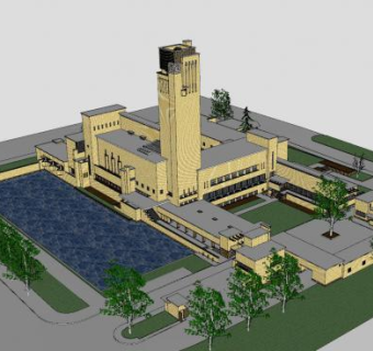 办公市政厅建筑SU模型下载_sketchup草图大师SKP模型