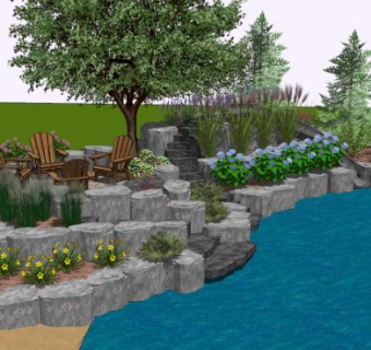 中式园林水景公园SU模型下载_sketchup草图大师SKP模型