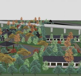 中国渡假村建筑SU模型下载_sketchup草图大师SKP模型