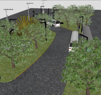 生态公园和巴士站SU模型下载_sketchup草图大师SKP模型