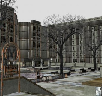 法式户外诚市建筑SU模型下载_sketchup草图大师SKP模型