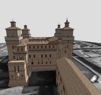 费拉拉城堡古建筑SU模型下载_sketchup草图大师SKP模型