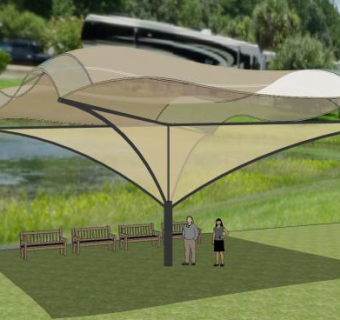 公园的凉亭雨棚树冠SU模型下载_sketchup草图大师SKP模型