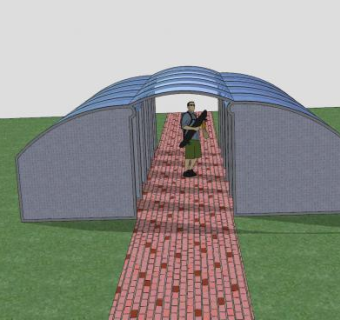 自行车玻璃雨棚建筑SU模型下载_sketchup草图大师SKP模型