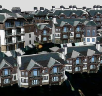 凯悦山庄户外建筑SU模型下载_sketchup草图大师SKP模型