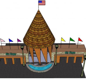 六旗公园入口处SU模型下载_sketchup草图大师SKP模型