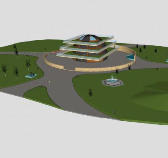 现代公园之家SU模型下载_sketchup草图大师SKP模型